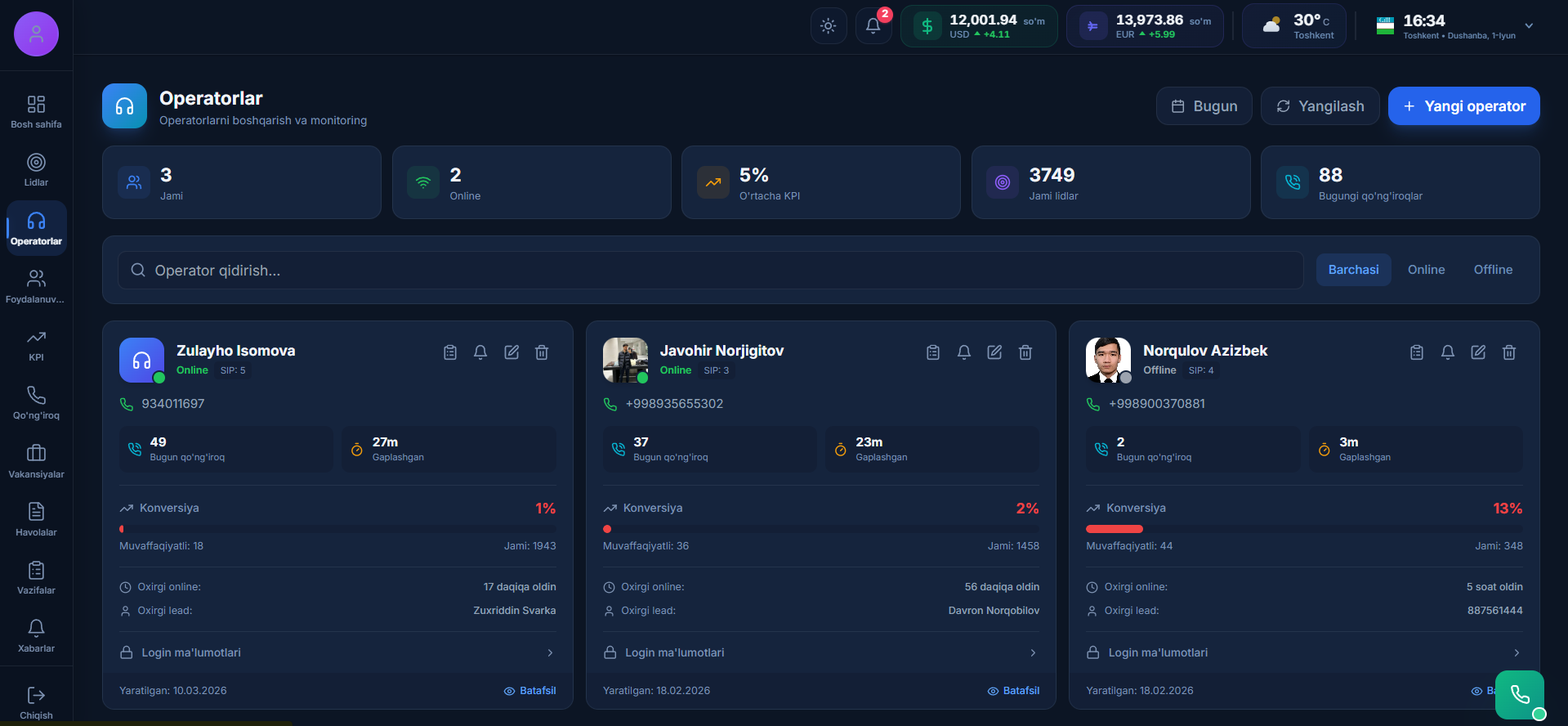 Kanban lead taxtasi